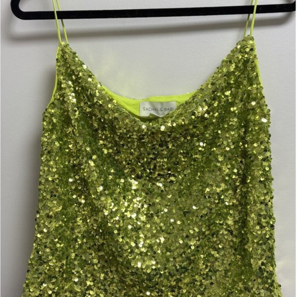 Sachin & Babi Neon Green Sequin Blouse